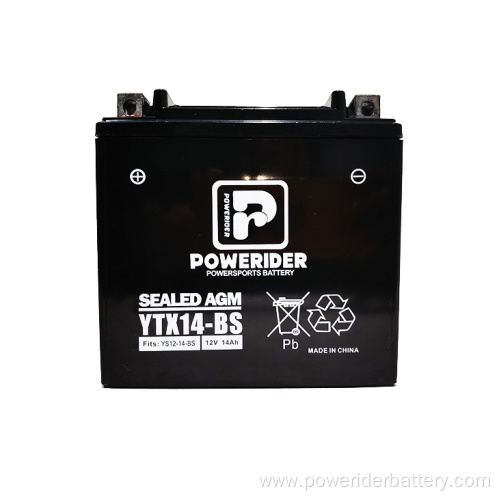 12v 14ah YTX14-BS mf lead-acid motorcycle starter battery